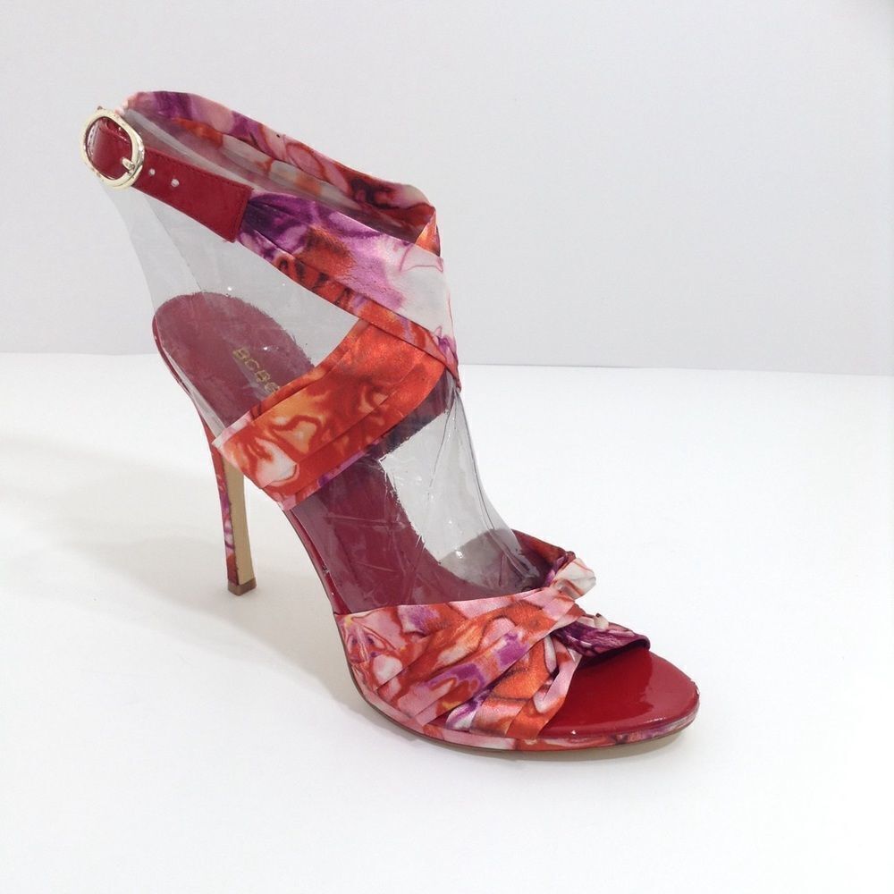 BCBGeneration Floral Ankle Wrap Sandals Size 9.5